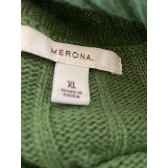 Merona Grass Green Cable Knit Turtleneck Sweater Size XL - Picture 4 of 4